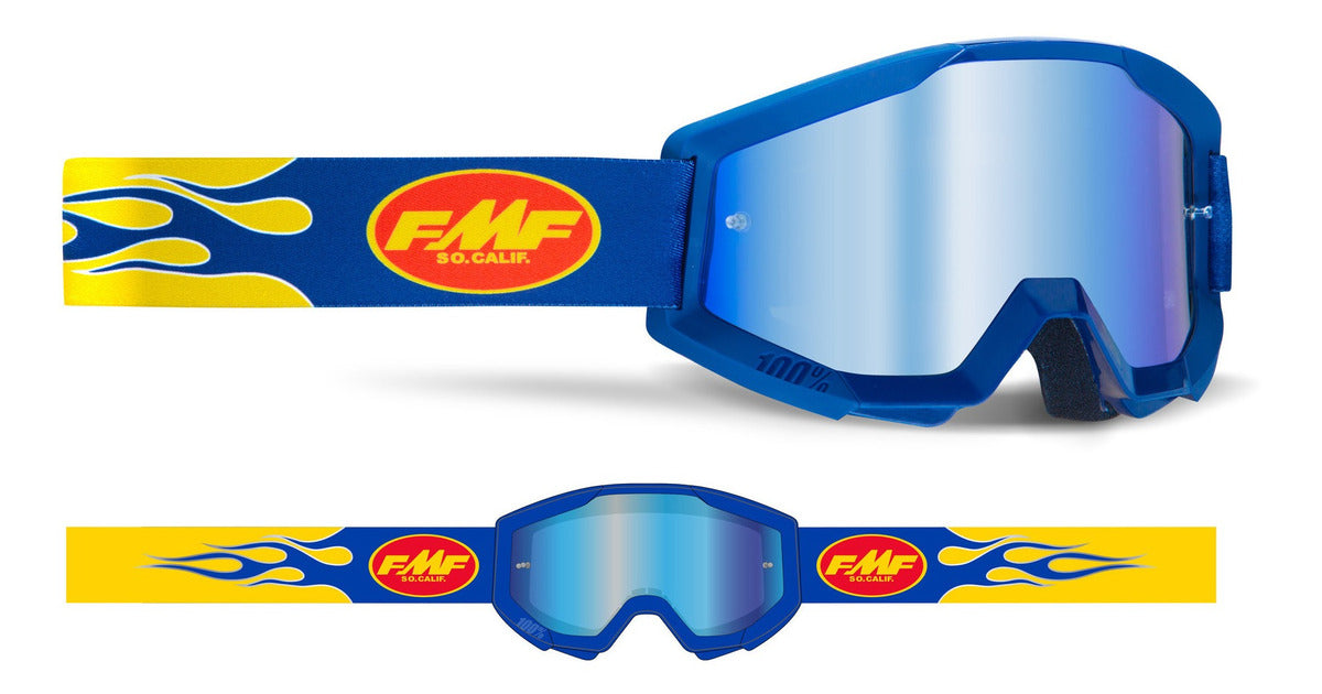 Goggles FMF Powercore Flame Navy - Mica Espejo Azul